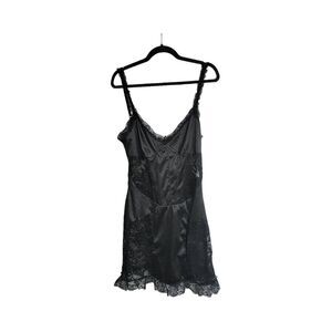 NWT~DOLLS KILL WIDOW Called to Invite You Black Satin Mini Dress Sz XL